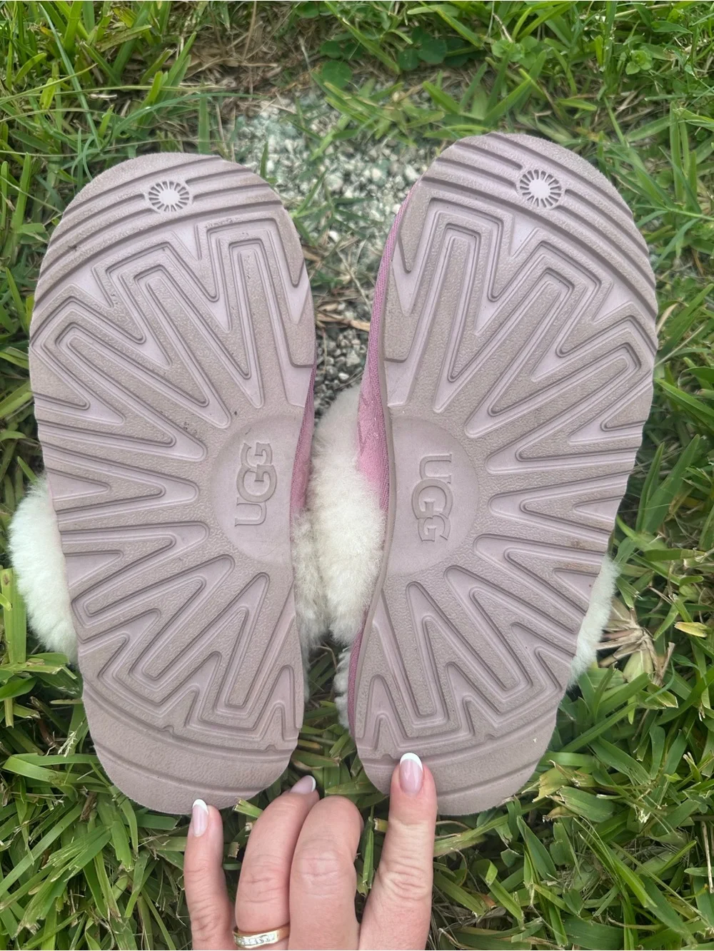 UGG Kids Pink Star Suede Shearling Clog